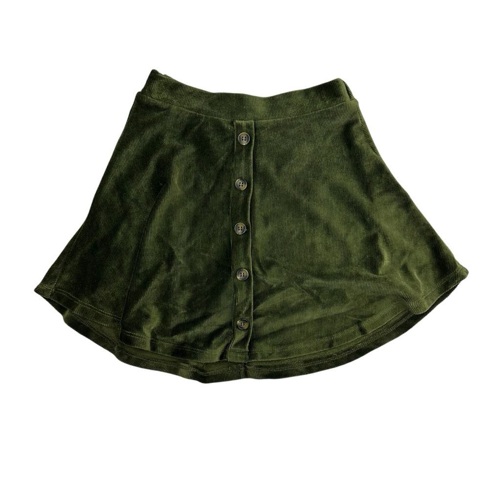Beautees Girls Sz 7/8 Olive Green Skort Faux Buttons